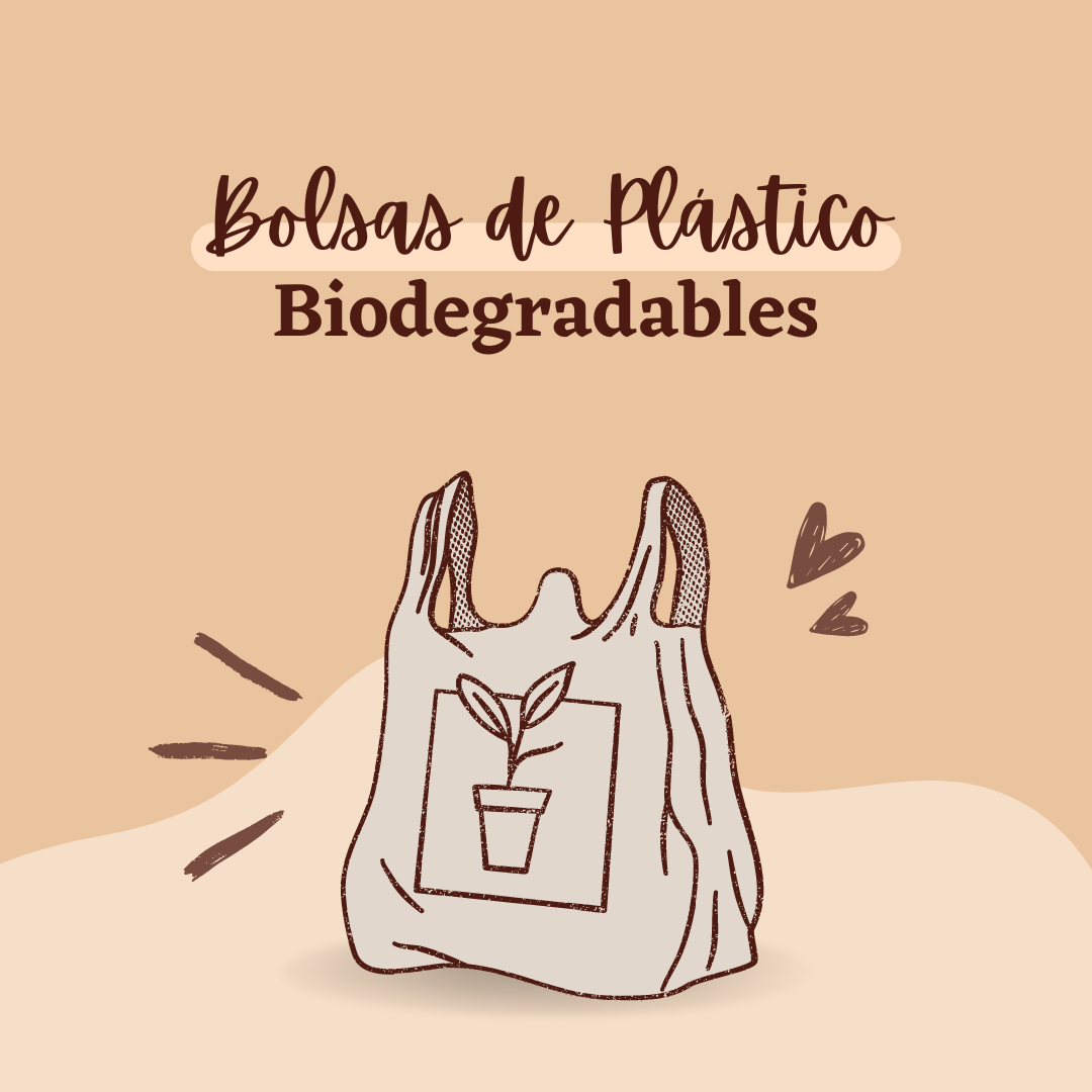 Post Bolsas de Plástico Reciclaje Dibujo Ilustrado Moderno Colores Pastel Beige y Marrón